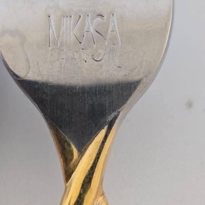 Mikasa “Pirouette” Flatware – Gold Accent (5-Piece Set) Buy 1 or buy 14 - you choose how many sets to purchase