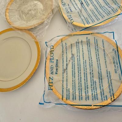 Fitz & Floyd Fine China – Gold Encrusted Rim Set (Several New in Original Packaging) Replacement plates set