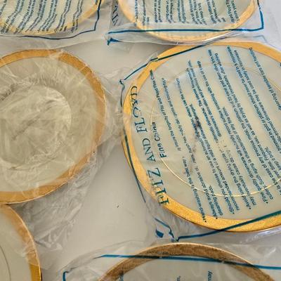 Fitz & Floyd Fine China – Gold Encrusted Rim Set (Several New in Original Packaging) Replacement plates set