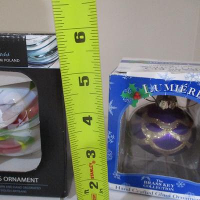 Elegant Christmas Ornaments Hand Painted Glass Lot 4