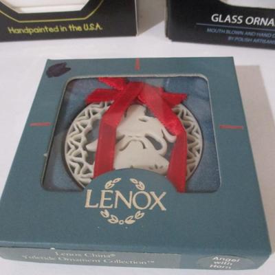 Elegant Christmas Ornaments Hand Painted Glass Lot 4