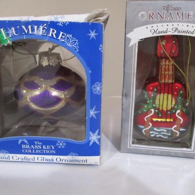 Elegant Christmas Ornaments Hand Painted Glass Lot 4