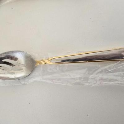 Mikasa Gold Accented Stainless Steel Serving Set – 4-Piece Collection (New in Packaging)