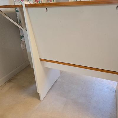 Farmhouse Style Wooden Kitchen Table /breakfast nook table– Natural Wood Top & White Base with bench seating and corner bench seat