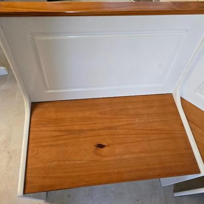 Farmhouse Style Wooden Kitchen Table /breakfast nook table– Natural Wood Top & White Base with bench seating and corner bench seat