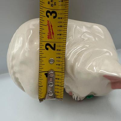 Vintage White Cat Yarn Porcelain String Holder