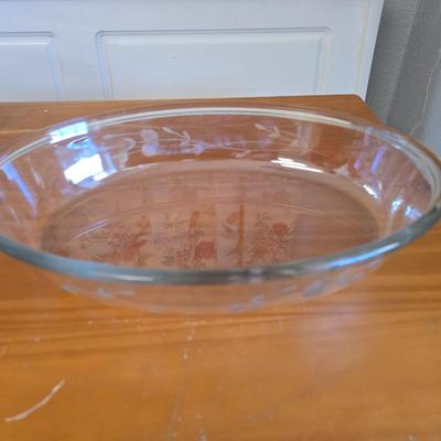 Princess House Heritage Clear Etched Glass Oval Serving Bowl