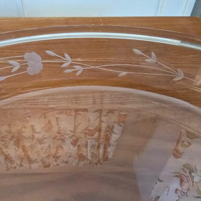 Princess House Heritage Clear Etched Glass Oval Serving Bowl