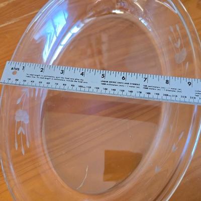 Princess House Heritage Clear Etched Glass Oval Serving Bowl