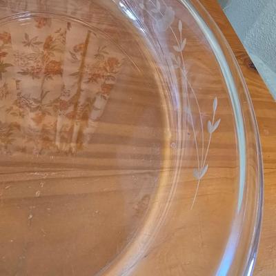 Princess House Heritage Clear Etched Glass Oval Serving Bowl