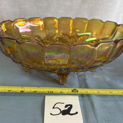 Carnival Glass iridescent Footed Fruit Bowl