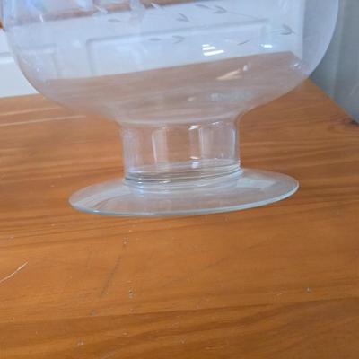 Princess House Heritage Entertaining Set – Etched Glass Vase / Bowl & 4 Goblets