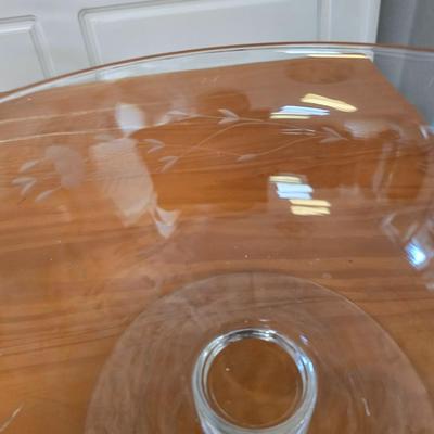 Princess House Heritage Etched Glass Pedestal Bowl