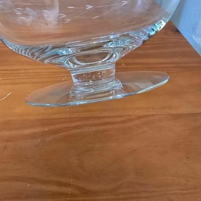 Princess House Heritage Etched Glass Pedestal Bowl