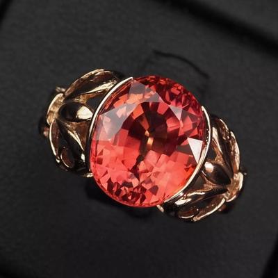 Gorgeous Salmon Pink Sapphire 7.80Ct 925 Sterling Silver Rose Gold Plated Ring