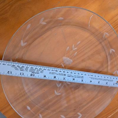 Princess House Heritage Etched Glass Cake Dome & Set of 6 mugs