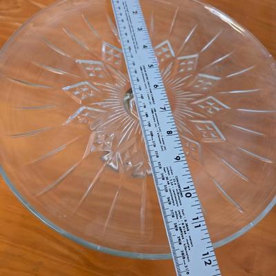 Princess House Heritage Etched Glass Cake Dome & Set of 6 mugs