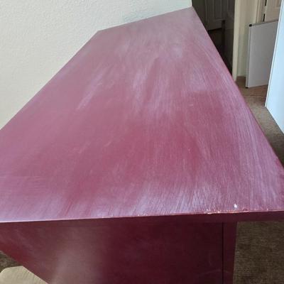Rustic Burgundy Painted Wood Cabinet / Hutch