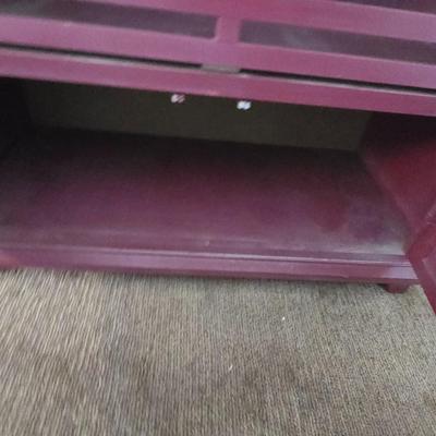 Rustic Burgundy Painted Wood Cabinet / Hutch