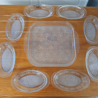 Princess House Fantasia Clear Glass Bakeware & Serving Set – 9 Pieces