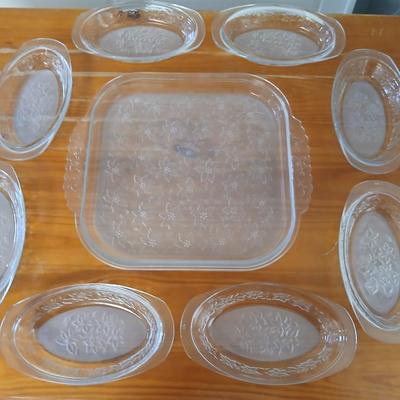 Princess House Fantasia Clear Glass Bakeware & Serving Set – 9 Pieces