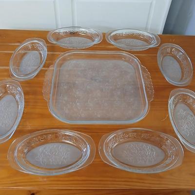 Princess House Fantasia Clear Glass Bakeware & Serving Set – 9 Pieces