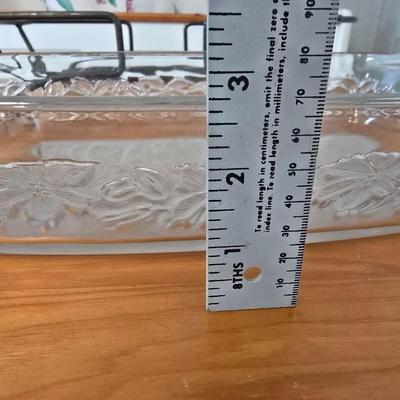 Princess House Fantasia Etched Glass Bakeware roasting pots– Set of 2 with 1 lid and metal racks