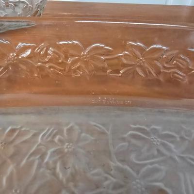 Princess House Fantasia Etched Glass Bakeware roasting pots– Set of 2 with 1 lid and metal racks