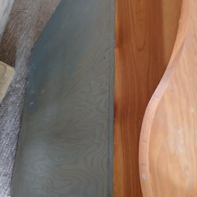 Vintage Wood Cabinet with Blue Base & Pine Top