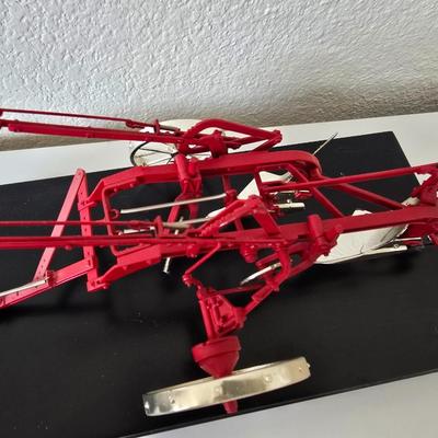 Limited Edition Cast Metal Farm Plow Replica – Red & Silver on Display Base