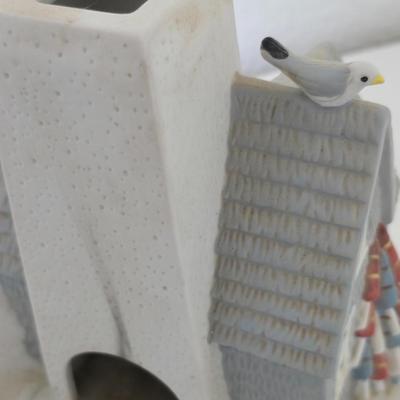 Ceramic Lighthouse Tealight Holder – Coastal Cottage Decor