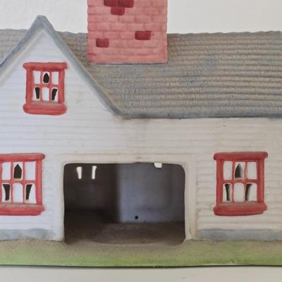 Ceramic Country Farmhouse Tealight Holder – "Eggs for Sale" Cottage Scene