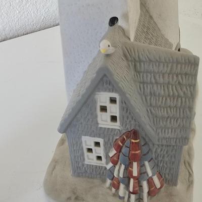 Ceramic Lighthouse Tealight Holder – Coastal Cottage Decor