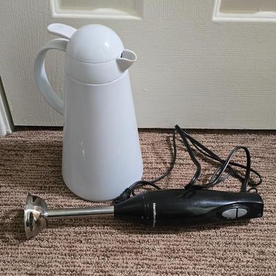 Modern Kitchen Essentials – Hamilton Beach Hand Blender & White Thermal Carafe