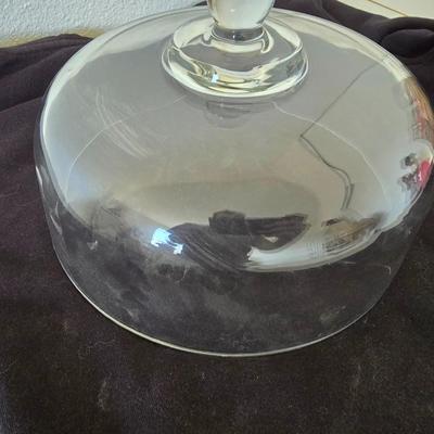 Vintage Glass Cake Dome with Matching Scalloped Plate – Mid-Century Anchor Hocking Style