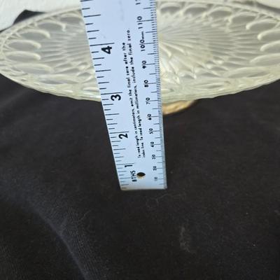 Retro Entertaining Set – Pink Deviled Egg Platter, Pressed Glass Serving Plate & Flared Bud Vase