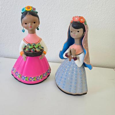 Hand-Painted Mexican Folk Art Figurines – Set of 2