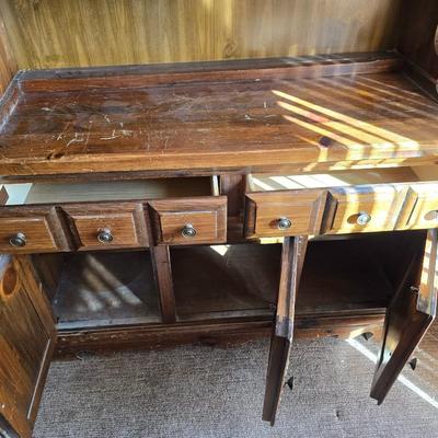 Vintage Solid Wood Hutch & Buffet Cabinet 2-page