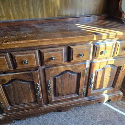 Vintage Solid Wood Hutch & Buffet Cabinet 2-page