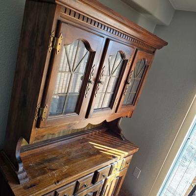 Vintage Solid Wood Hutch & Buffet Cabinet 2-page
