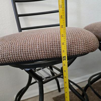 Set of 4 Swivel Bar Stools – Metal Frame with Upholstered Seats