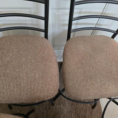 Set of 4 Swivel Bar Stools – Metal Frame with Upholstered Seats