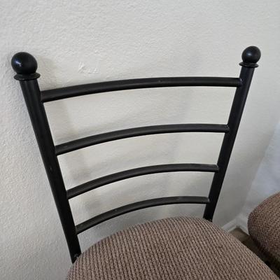 Set of 4 Swivel Bar Stools – Metal Frame with Upholstered Seats