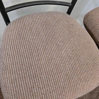 Set of 4 Swivel Bar Stools – Metal Frame with Upholstered Seats