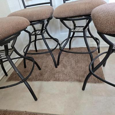 Set of 4 Swivel Bar Stools – Metal Frame with Upholstered Seats