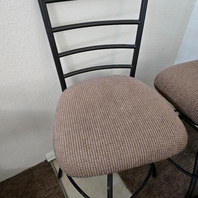 Set of 4 Swivel Bar Stools – Metal Frame with Upholstered Seats