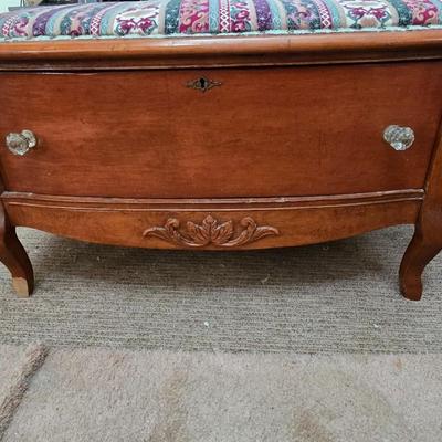 Vintage Upholstered drawer Trunk with Glass Pulls - Repurposed Dresser Base