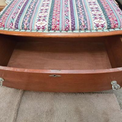 Vintage Upholstered drawer Trunk with Glass Pulls - Repurposed Dresser Base