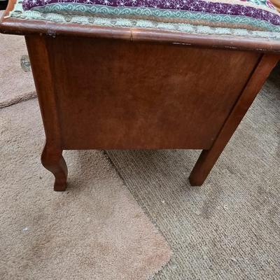 Vintage Upholstered drawer Trunk with Glass Pulls - Repurposed Dresser Base