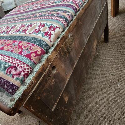 Vintage Upholstered drawer Trunk with Glass Pulls - Repurposed Dresser Base